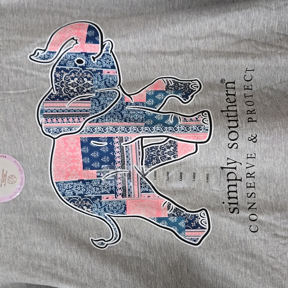 NWT Simply Southern Patch Elephant T-Shirt Gray - Picture 4 of 8